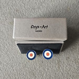 Onyx-Art London RAF Roundel rhodium-plated cufflinks